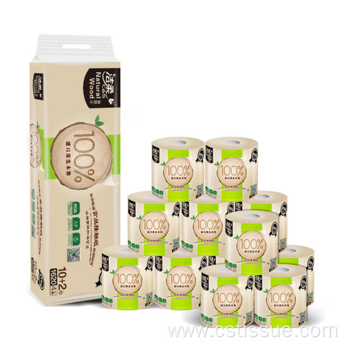 Natural Wood 100% Virgin Wood Pulp Toilet Tissue